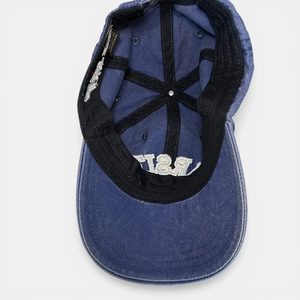 Varsity Embroidered Dad Hat Blue Washed Adjustable Strapback Vintage Style‎ Cap